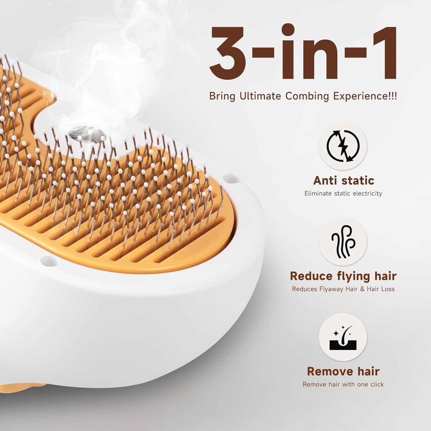PETS&CLEAN Universal Pet Steam Brush For Cats And Dogs 3-in-1