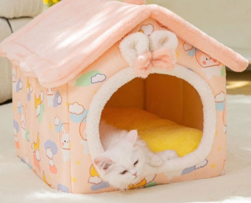 PETS&CLEAN Cat and Dog Bed Sleep Enclosed Cave