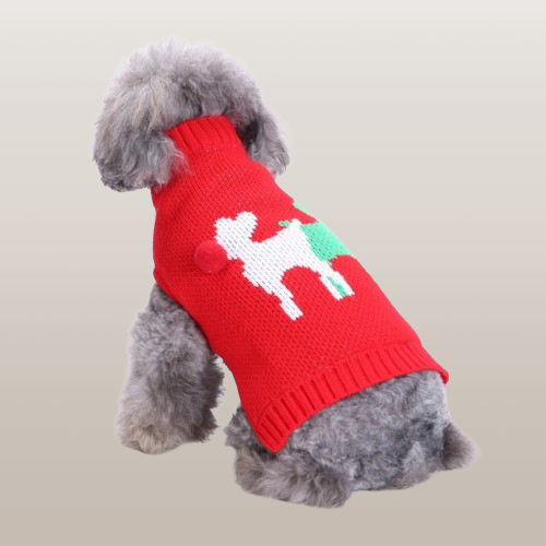PETS&CLEAN Pet Bone Stripe High Neck Christmas Sweater