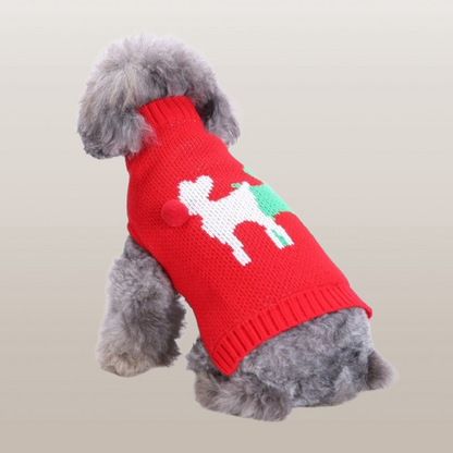 PETS&CLEAN Pet Bone Stripe High Neck Christmas Sweater