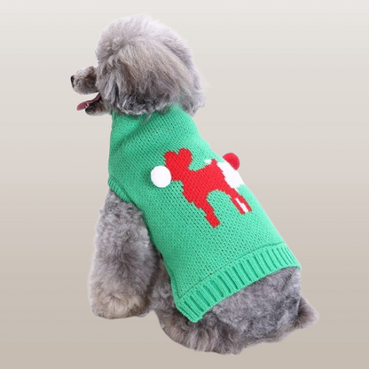 PETS&CLEAN Pet Bone Stripe High Neck Christmas Sweater