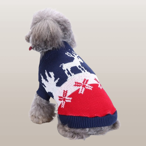 PETS&CLEAN Pet Bone Stripe High Neck Christmas Sweater