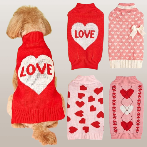 PETS&CLEAN  Fashion Personality Bow Love Heart Dog Sweater