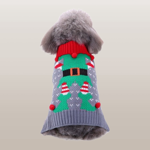 PETS&CLEAN Pet Bone Stripe High Neck Christmas Sweater