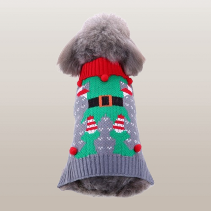 PETS&CLEAN Pet Bone Stripe High Neck Christmas Sweater