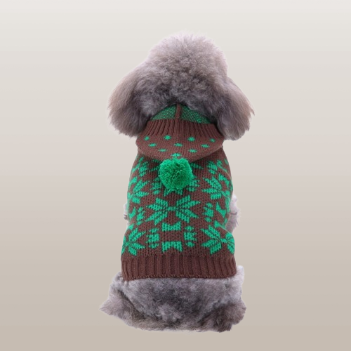 PETS&CLEAN Pet Bone Stripe High Neck Christmas Sweater