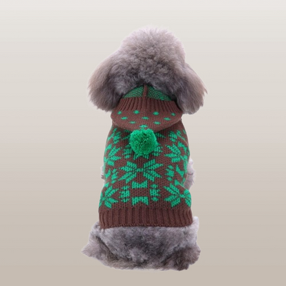PETS&CLEAN Pet Bone Stripe High Neck Christmas Sweater