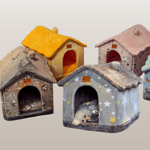 PETS&CLEAN Cat and Dog Bed Sleep Enclosed Cave