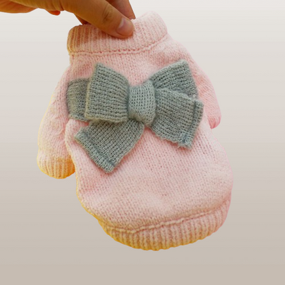 PETS&CLEAN Bowknot Dog Clothes Costume Hollow Knit Sweater