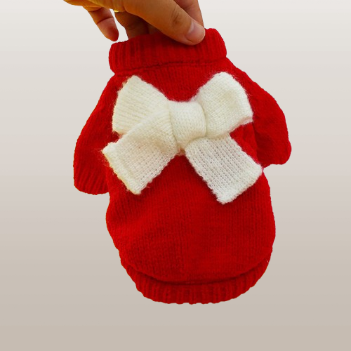 PETS&CLEAN Bowknot Dog Clothes Costume Hollow Knit Sweater
