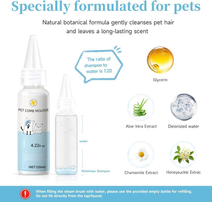 PETS&CLEAN Universal Pet Steam Brush For Cats And Dogs 3-in-1