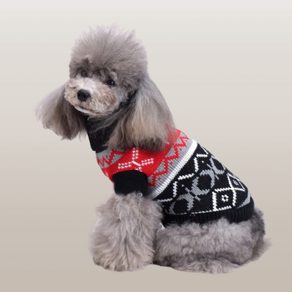 PETS&CLEAN Pet Bone Stripe High Neck Christmas Sweater