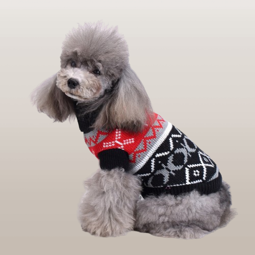 PETS&CLEAN Pet Bone Stripe High Neck Christmas Sweater