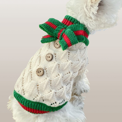 PETS&CLEAN Bowknot Dog Clothes Costume Hollow Knit Sweater